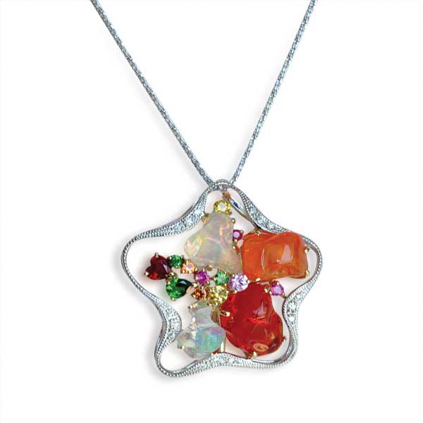 Mặt dây vàng 18k gắn đá Opal