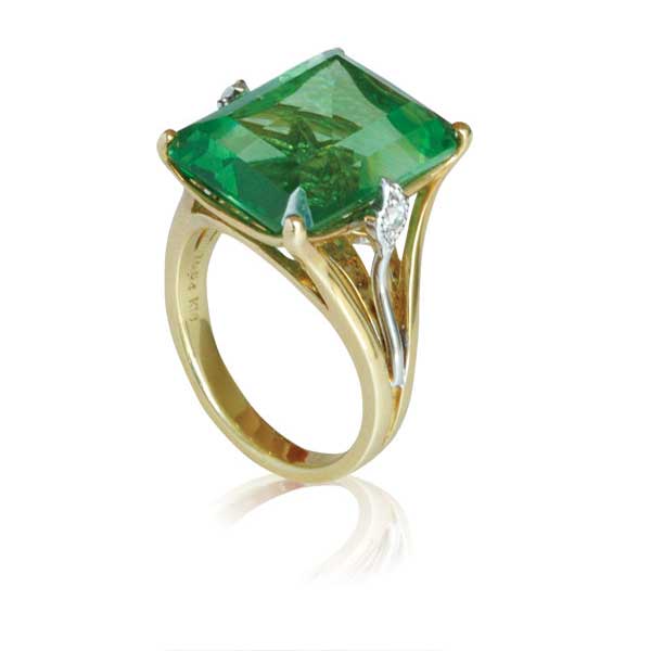 Nhẫn Vàng 18K gắn đá Diamond + Garnet