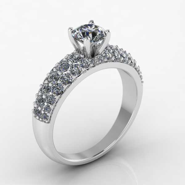 Nhẫn vàng trắng gắn Diamond